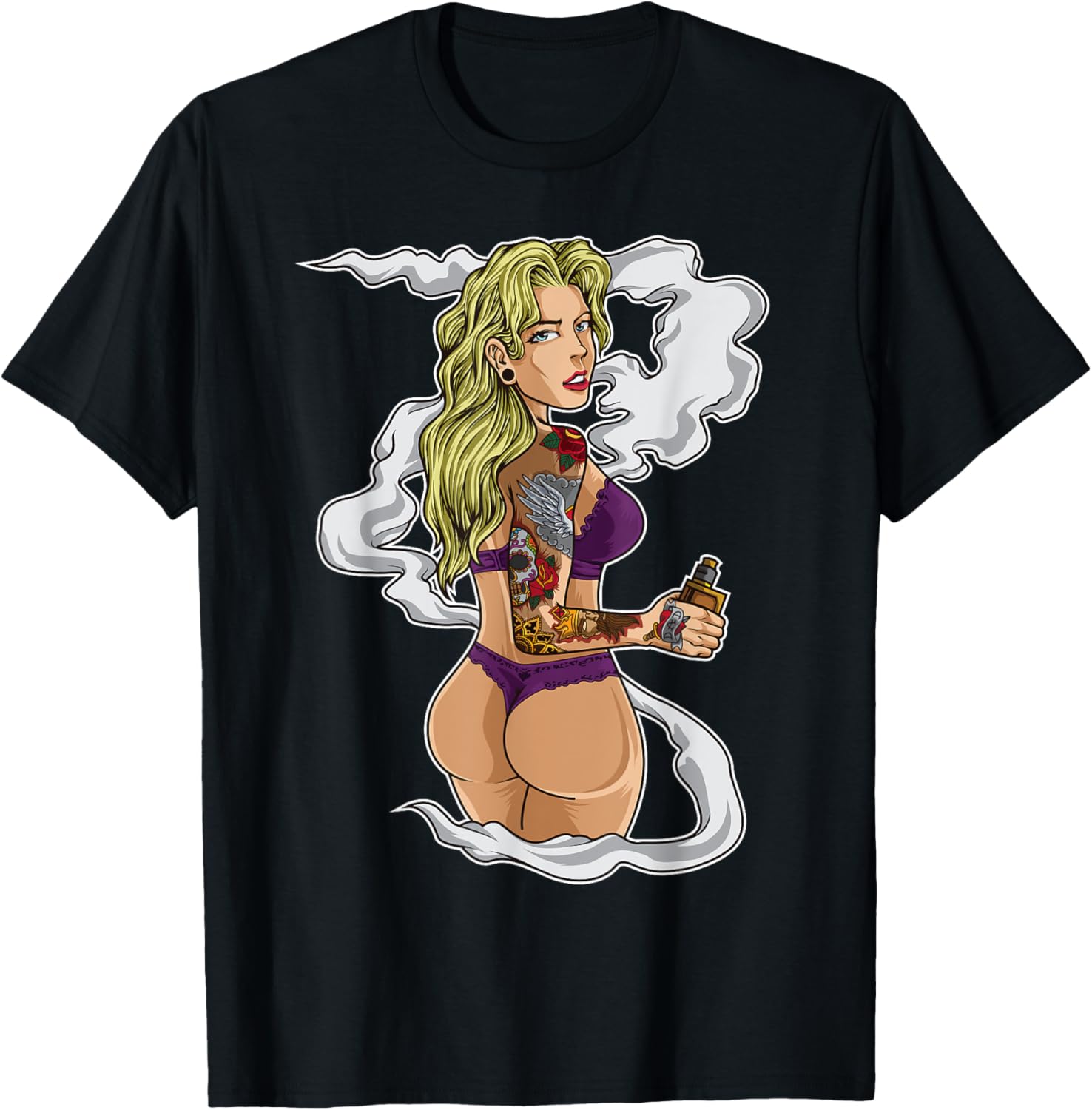 Tattooed Vaping Girl Graphic T - Vaping Shop reseña y precio