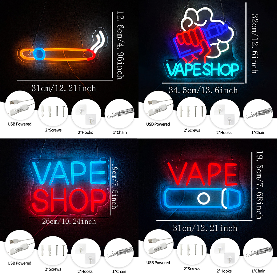 Smoke Series Neon Sign For Wal - Vaping Shop reseña y precio