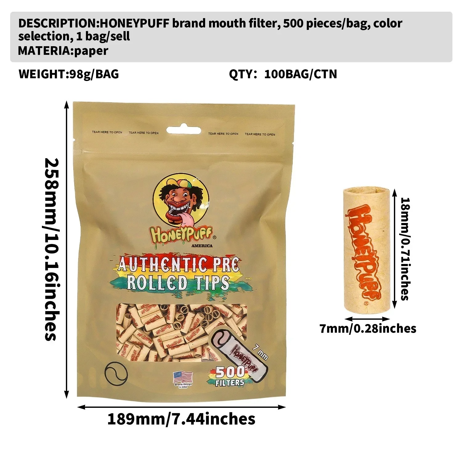500Pcs/Lot Natural Unrefined P - Smoking & Vaping Accessories reseña y precio
